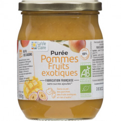 Purée pommes fruits exotiques sans sucres ajoutés bio.