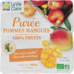 Purée de pommes mangues 100% fruits.