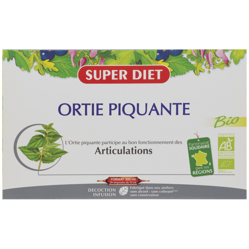 SUPERDIET Ortie Piquante BIO - 20 Ampoules de 15ml