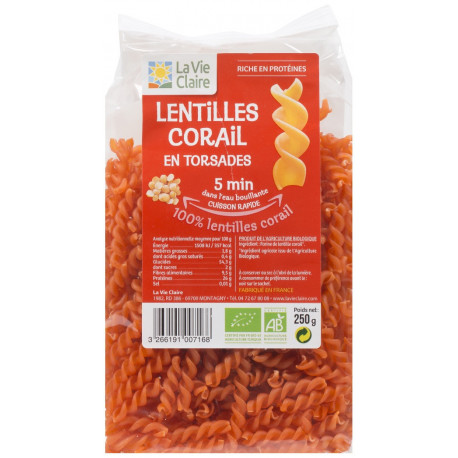 Lentilles corail en torsades - La Vie Claire Saint André