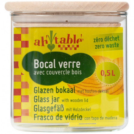 BOCAL VERRE COUV BOIS 0.5L