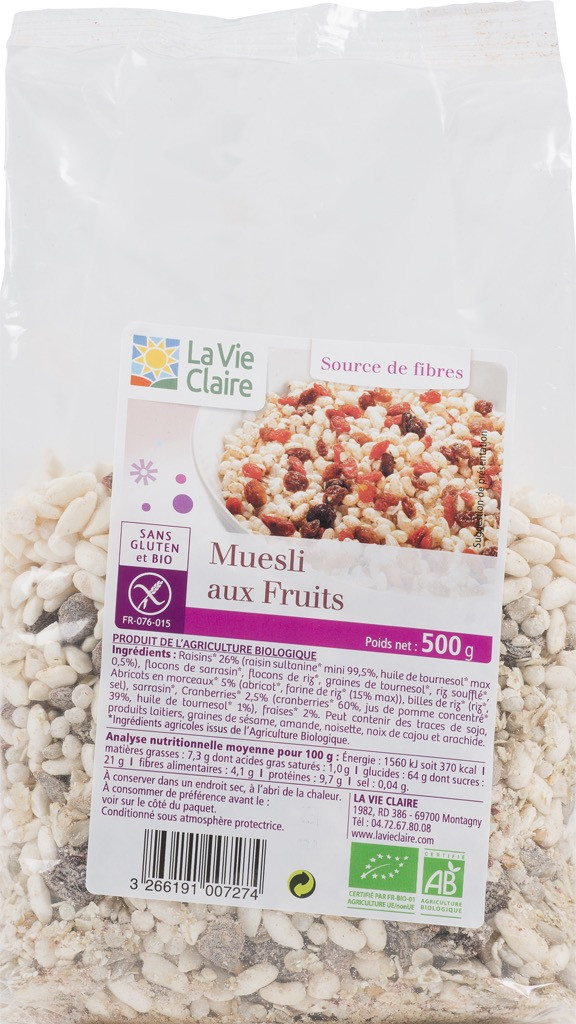 Muesli aux 5 céréales, raisins et noisettes - La Vie Claire Saint Paul
