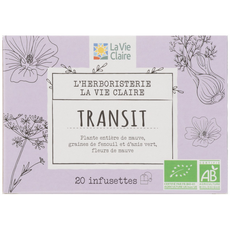 Infusion transit, plante entière de mauve, graine de fenouil et d'anis  vert, fleur de mauve. - La Vie Claire Saint Paul