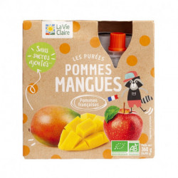 Purée de pommes et de mangues bio, en gourde