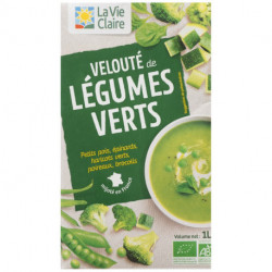 Velouté de légumes verts, petis pois, épinards, haricots verts, poireaux, brocolis.