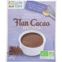 Préparation en poudre pour flan cacao à la poudre d'agave.