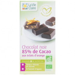 Chocolat noir 85% de cacao aux éclats d'orange bio