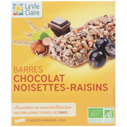 Barres de céréales chocolat noisettes-raisins