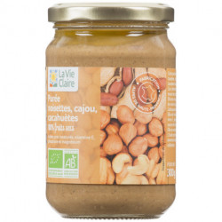 Purée noisettes, cajou, cacahuètes 100% fruits secs bio