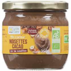 Pâte à tartiner, noisettes cacao, sans huile de palme.